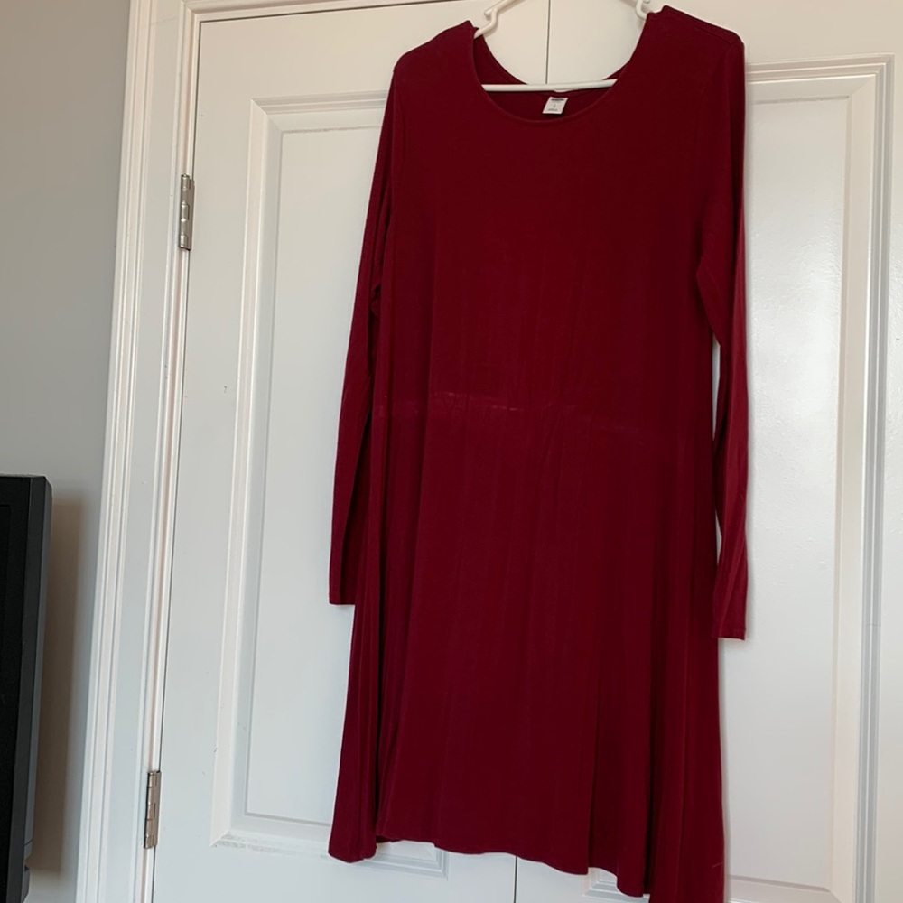 Maroon Long Sleeve Old Navy T-Shirt Dress